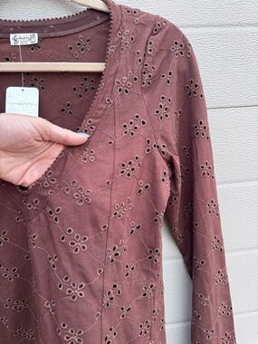Full Bloom Cotton Eyelet Longsleeve- Free People- XL NWT